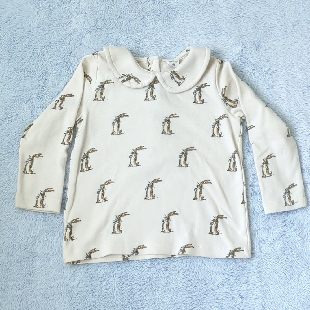 EUC 3T Kate Quinn 🐇 Velveteen Rabbit LS Peter Pan Collar Shirt Cotton Bunny